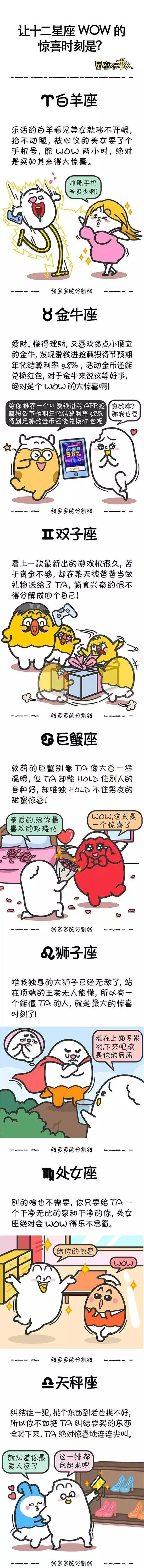让十二星座wow的惊喜时刻是？
