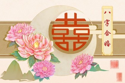 山河牡丹明月画卷-红双喜（有字）